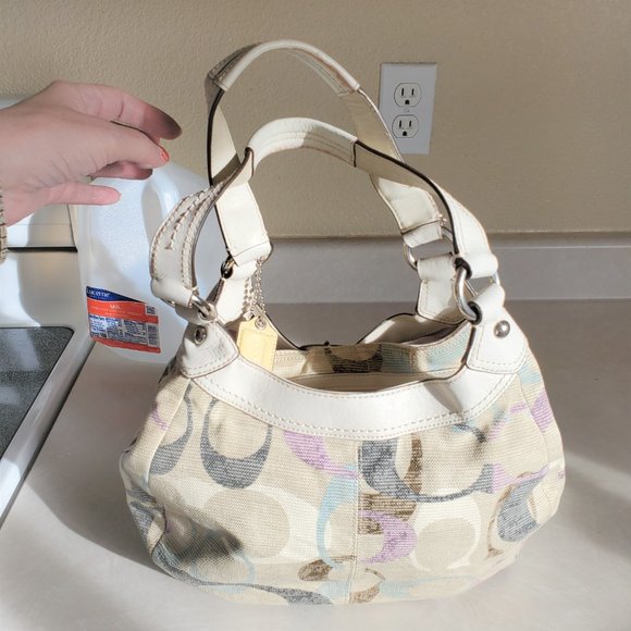 Euc Coach Soho Linen Lynne Signature C's Hobo Shoulder Bag Purse - Picture 4 of 10